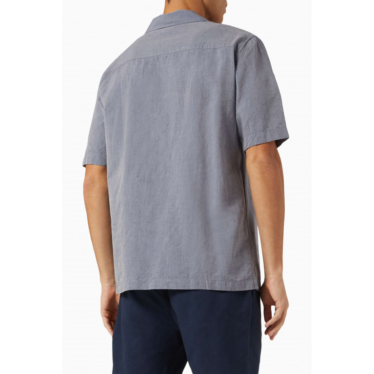 Sunspel - Camp Collar Shirt in Linen Blend Blue
