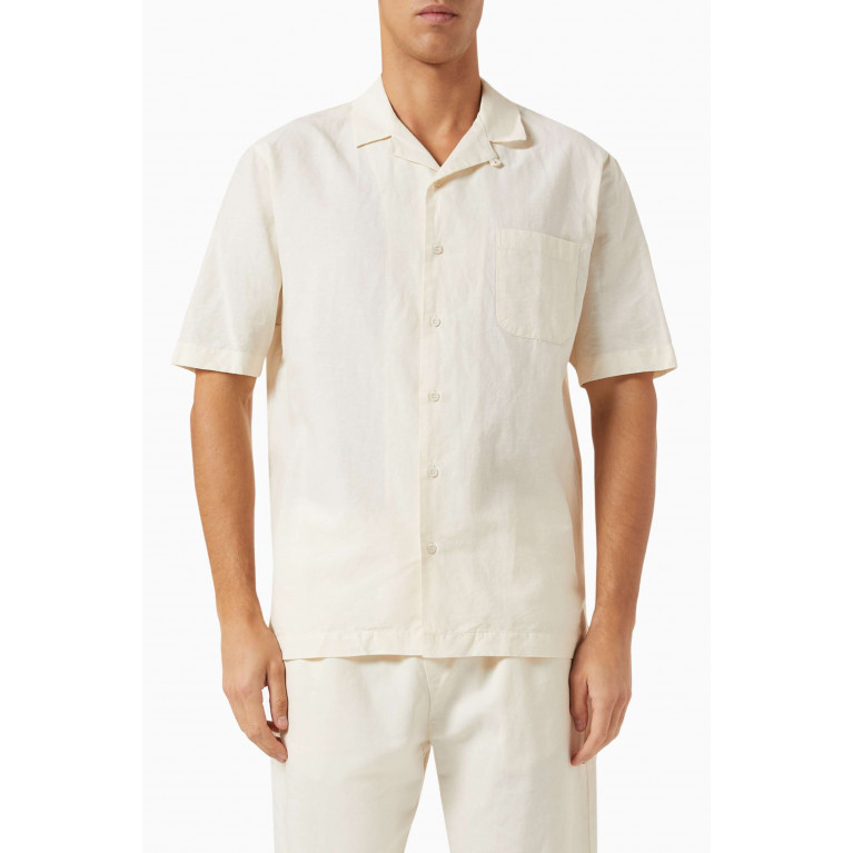 Sunspel - Camp Collar Shirt in Linen Blend Neutral
