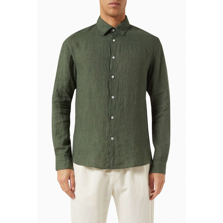 Sunspel - Shirt in Linen Green