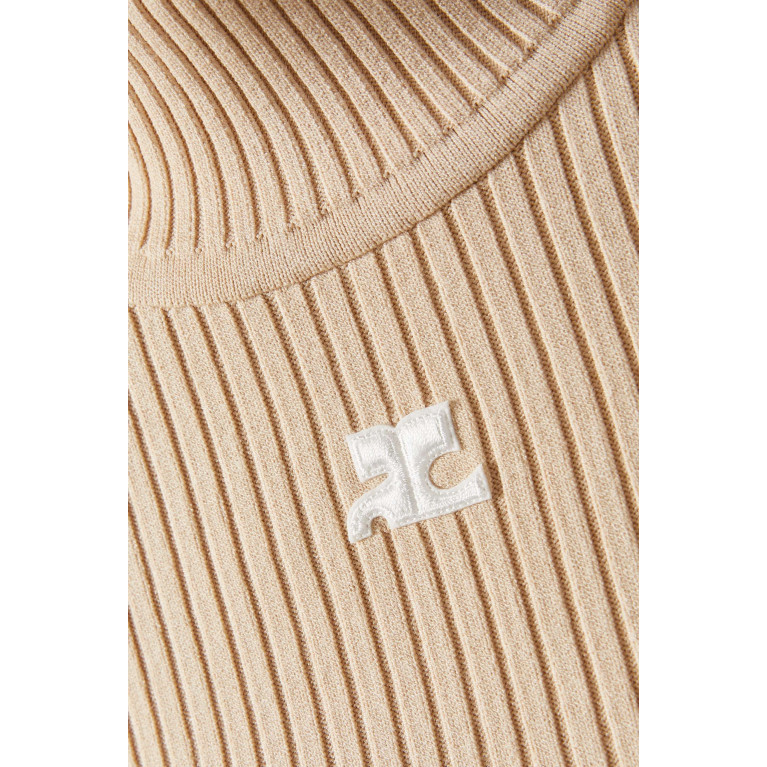 Courreges - Rib-knit Reedition Sweater in Viscose Blend Neutral