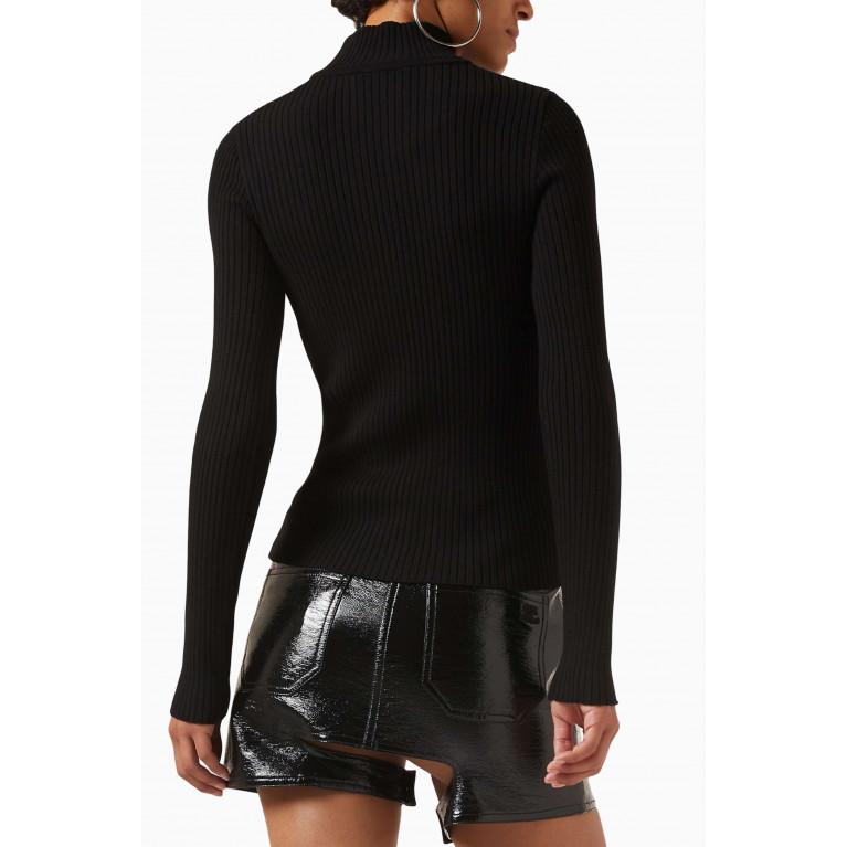 Courreges - Rib-knit Reedition Sweater in Viscose Blend Black