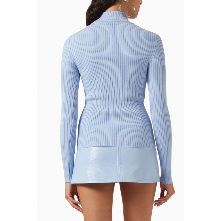 Courreges - Rib-knit Reedition Sweater in Viscose Blend Blue