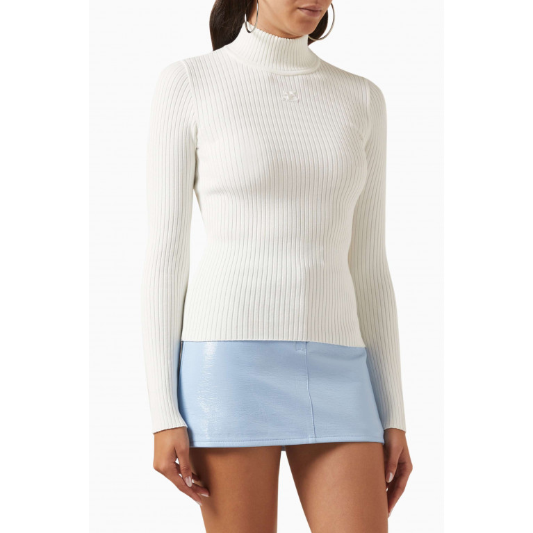 Courreges - Rib-knit Reedition Sweater in Viscose Blend White