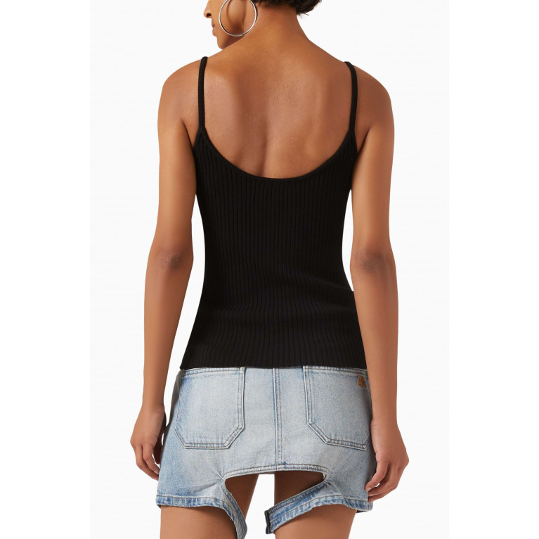 Courreges - Reedition Rib Knit Tank Top in Cotton Black