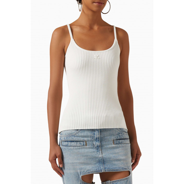 Courreges - Reedition Rib Knit Tank Top in Cotton White