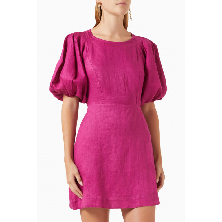 Faithfull The Brand - Mai Mini Dress in Linen Pink