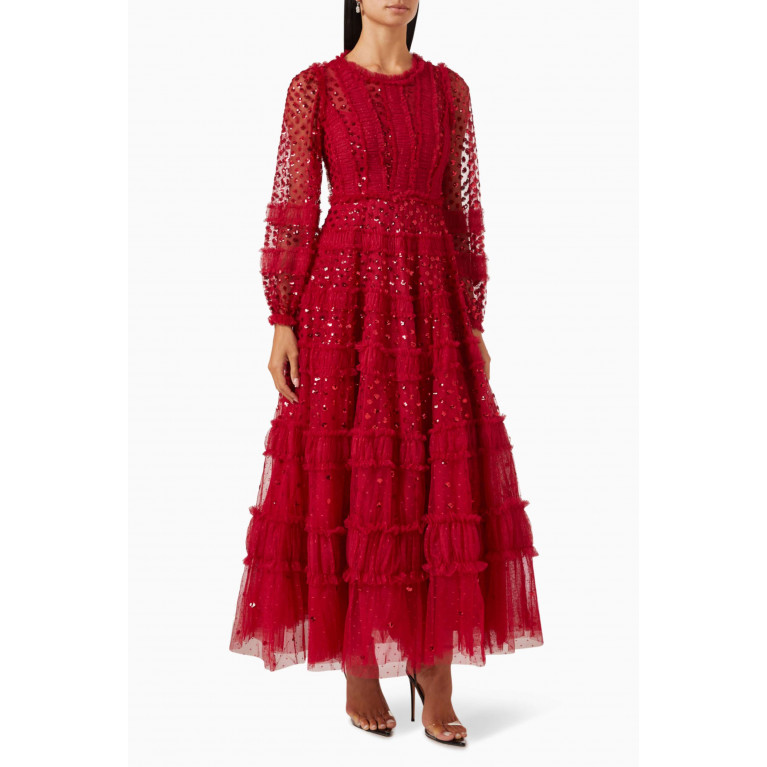Needle & Thread - Dot Shimmer Gown Red