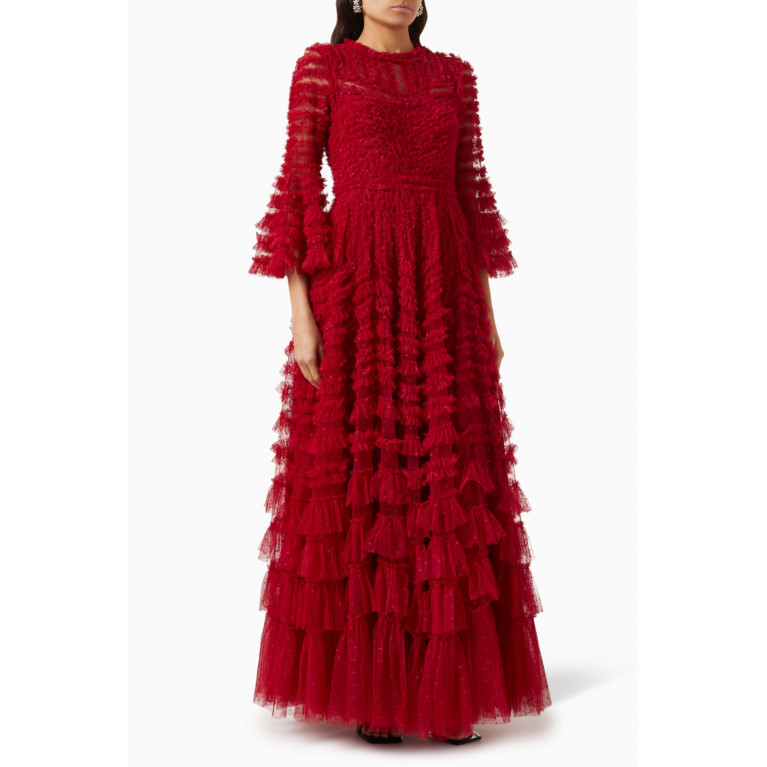Needle & Thread - La Vie En Rose Gown in Tulle Red