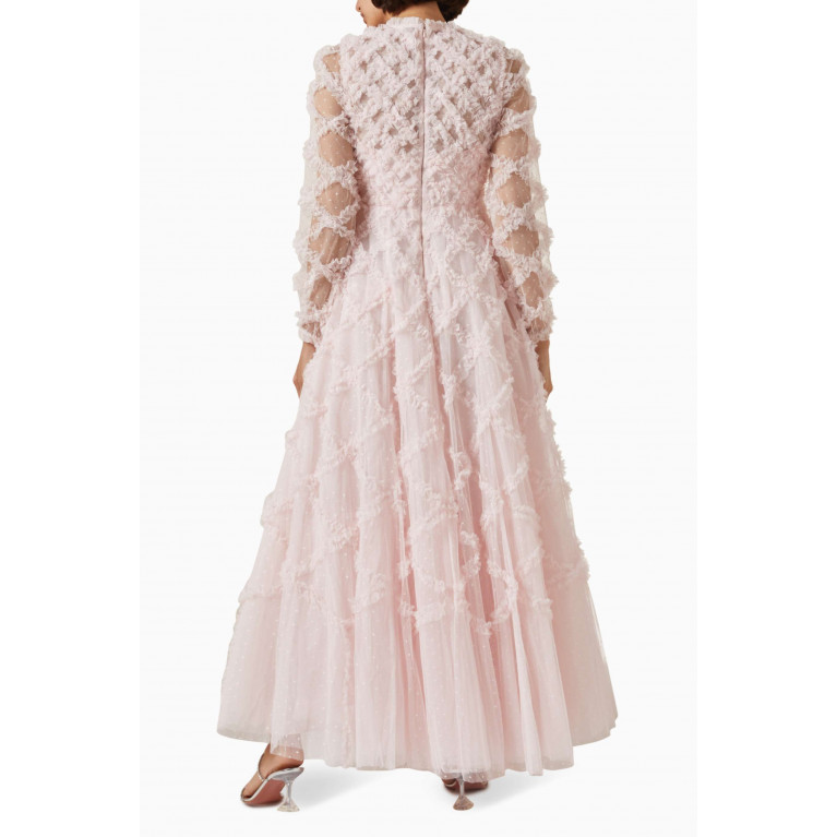 Needle & Thread - Evelyn Long-sleeve Gown in Tulle Pink
