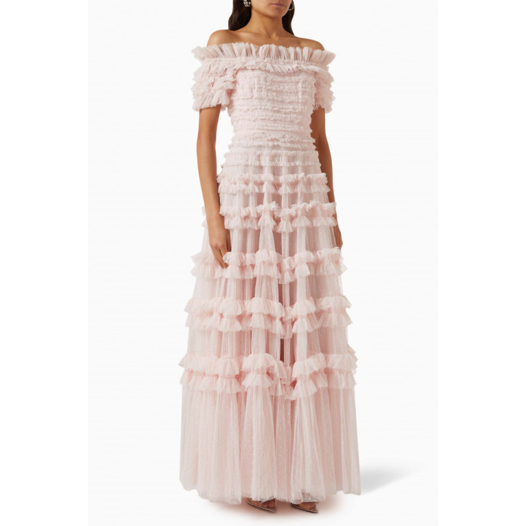 Needle & Thread - Lisette Ruffle Off-shoulder Gown in Tulle