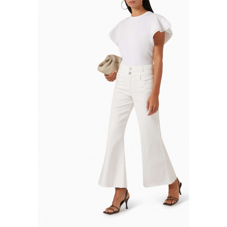 Frame - Double Waist Band Crop Palazzo Pants in Cotton