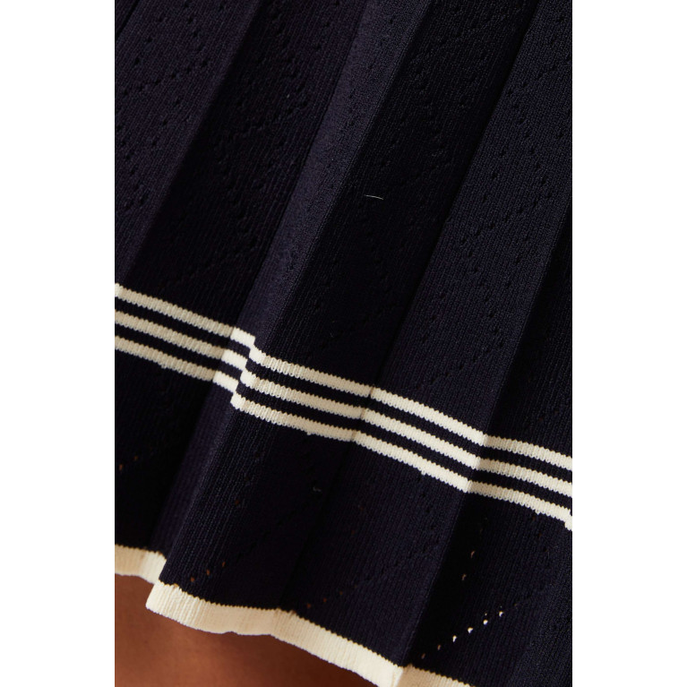 Sandro - Fable Pleated Mini Skirt in Pointelle Knit Blue
