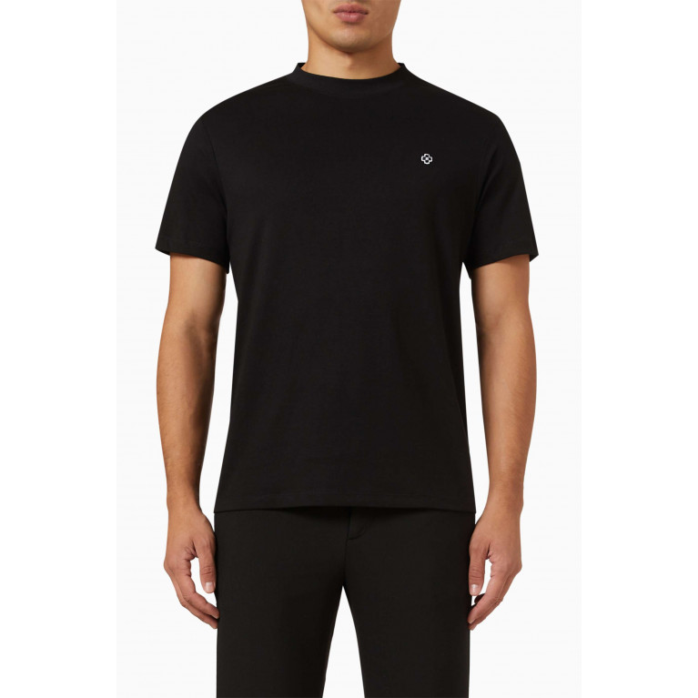 Sandro - Square Cross Patch T-shirt in Cotton Piqué Black