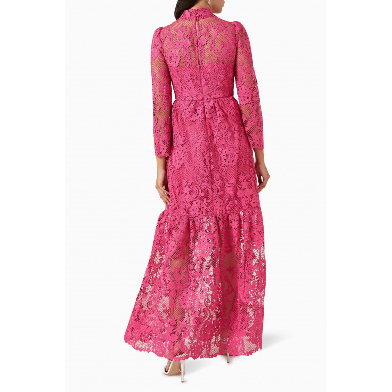 Self-Portrait - High-neck Tiered Maxi Dress in Lace