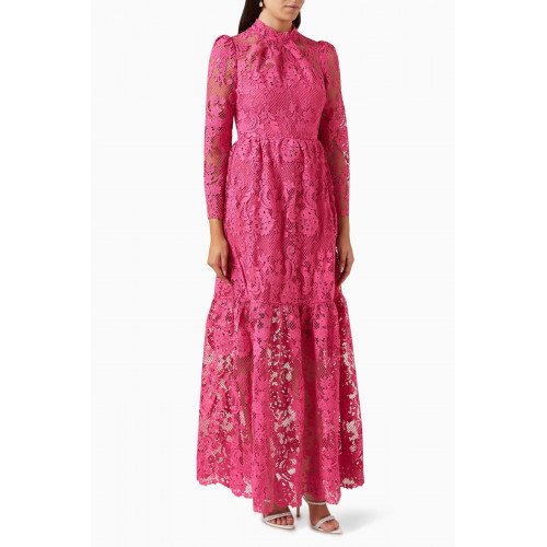Self-Portrait - High-neck Tiered Maxi Dress in Lace