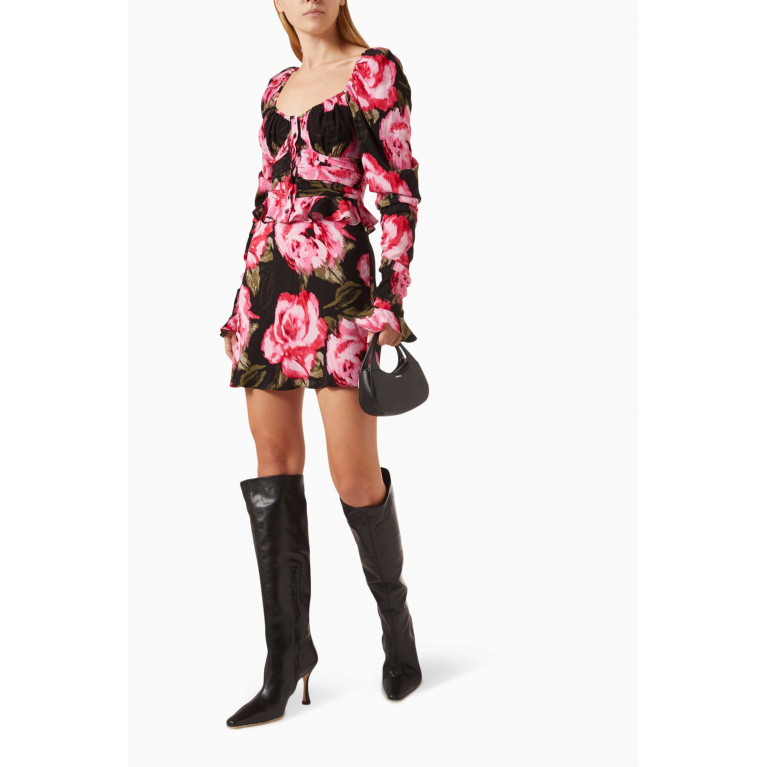Rotate - Floral Jacquard Mini Skirt in Viscose