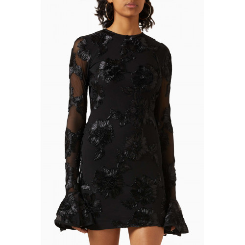 Rotate - 3D Floral-embroidered Mini Dress in Mesh