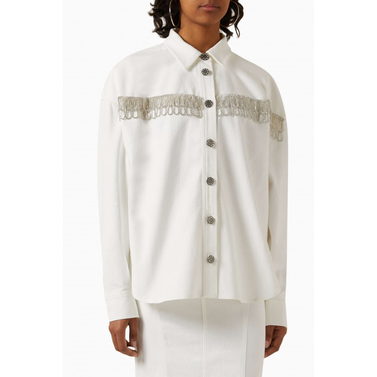 Rotate - Crystal-embellished Oversized Shirt in Organic Twill