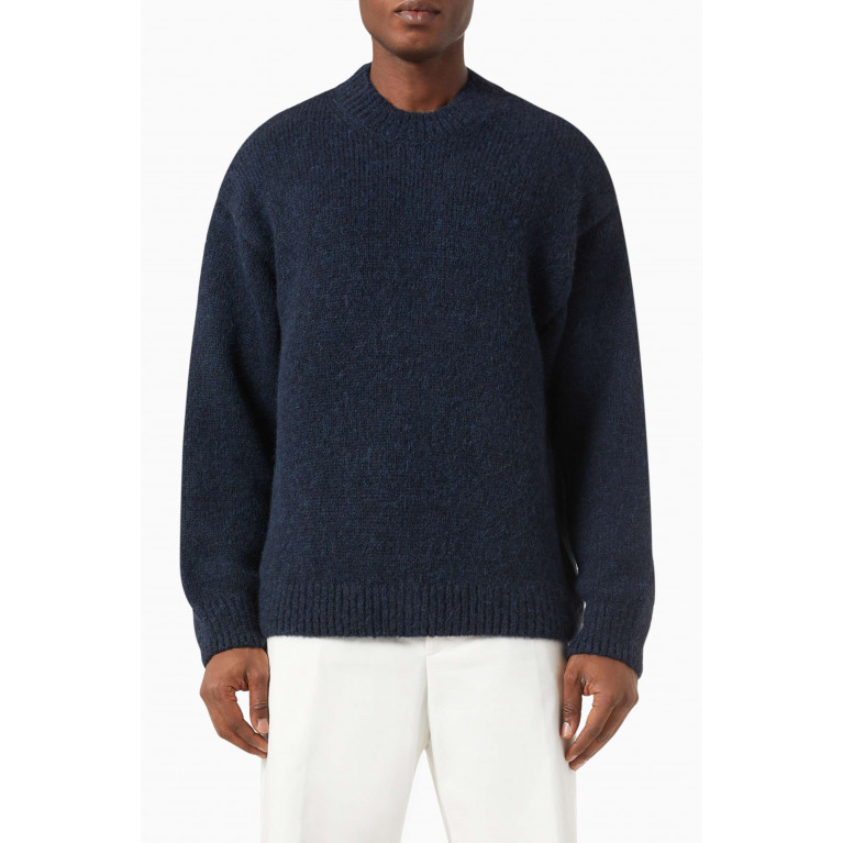 Jacquemus - Jacquard Logo Sweater in Wool Blend Blue