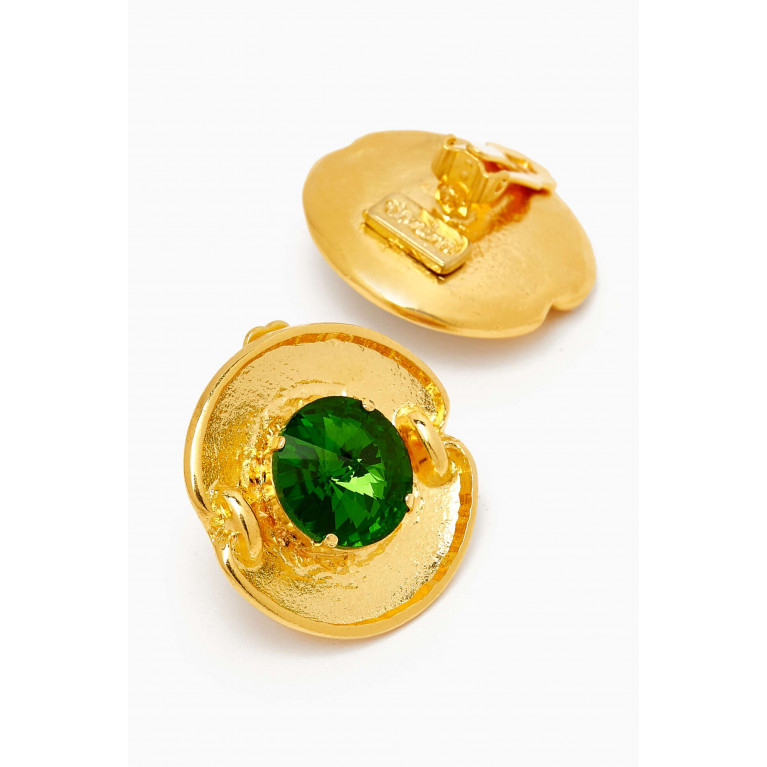 VANINA - Fleurs des Pois Crystal Clip-on Earrings Green
