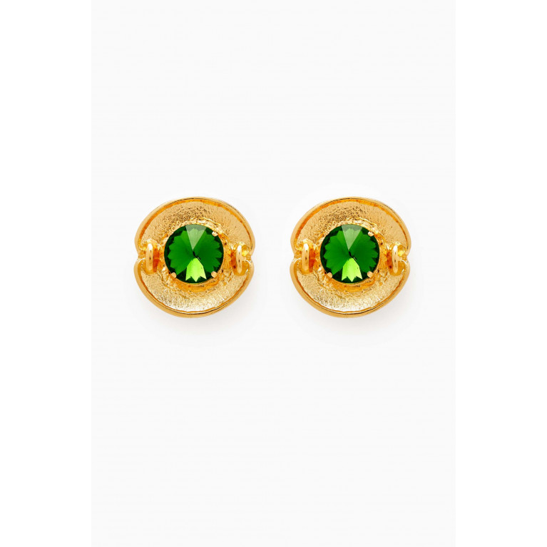 VANINA - Fleurs des Pois Crystal Clip-on Earrings Green