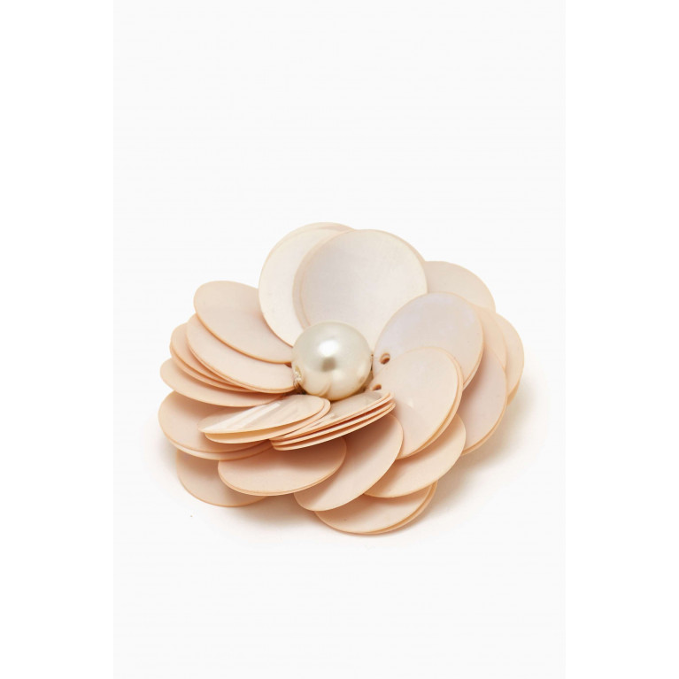 VANINA - Les Hermaphrodite Floral Stud Earrings in Gold-plated Brass White