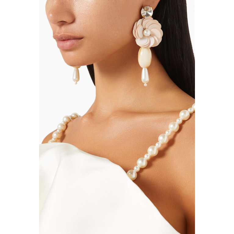 VANINA - Les Hermaphrodite Floral Drop Stud Earrings in Gold-plated Brass