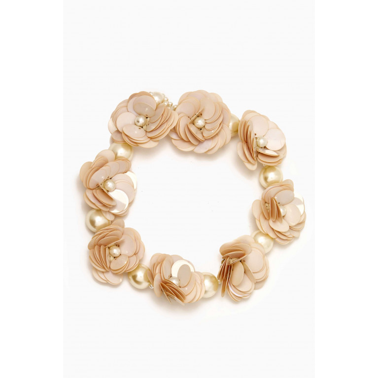 VANINA - Les Hermaphrodite Floral Choker Necklace in Gold-plated Brass White
