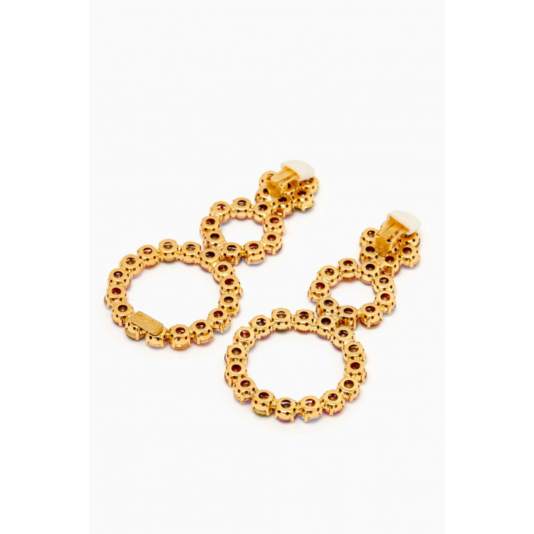 VANINA - Les Nuances Flower & Double Round Crystal Earrings in Gold-plated Brass
