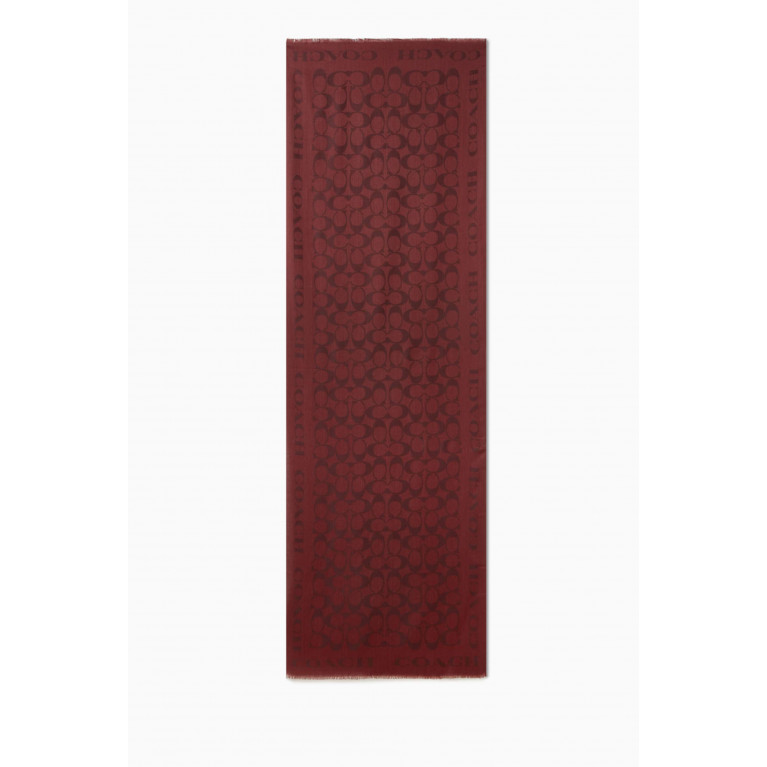 Coach - Signature Stole in Silk & Cotton Red