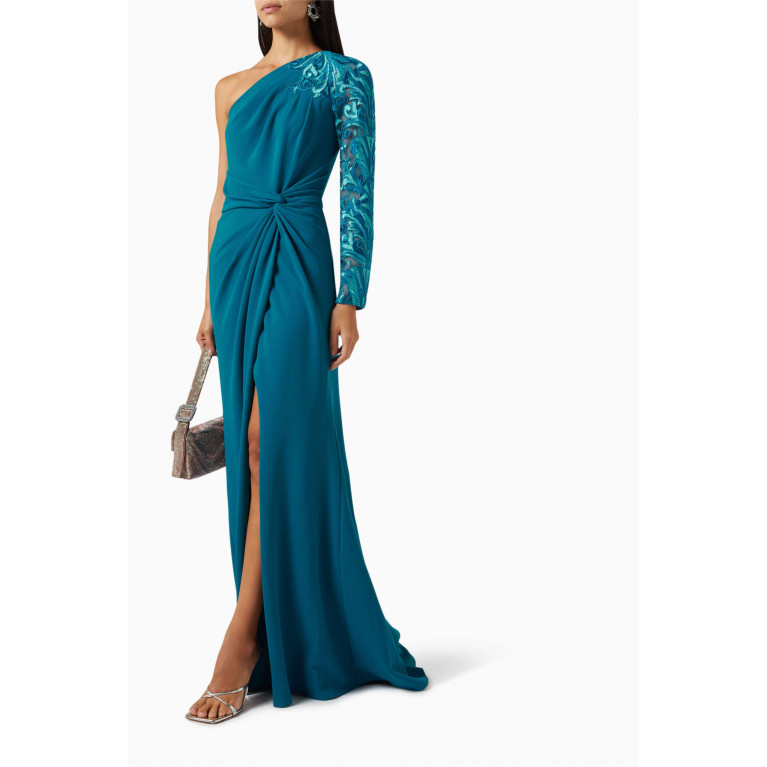 NASS - One-shoulder Embroidered Gown in Crepe