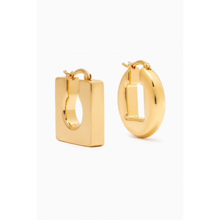 Jacquemus - Les Boucles Rond Carré Asymmetric Mini Hoop Earrings in Gold-plated Brass