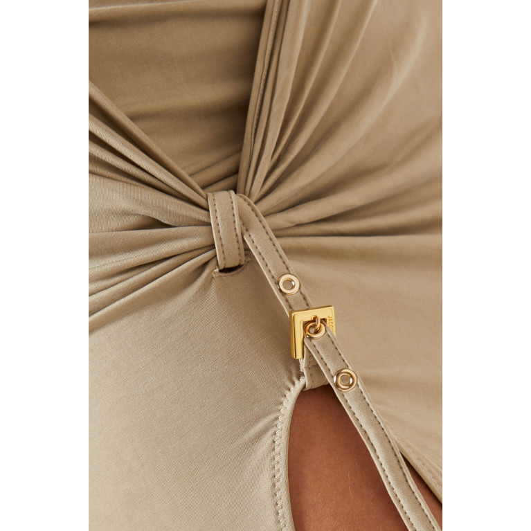 Jacquemus - La Jupe Pareo Croissant Skirt in Cupro Neutral