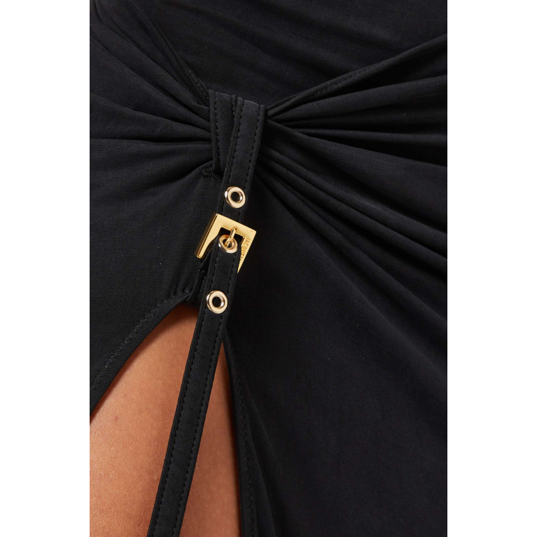 Jacquemus - La Jupe Pareo Croissant Skirt in Cupro Black