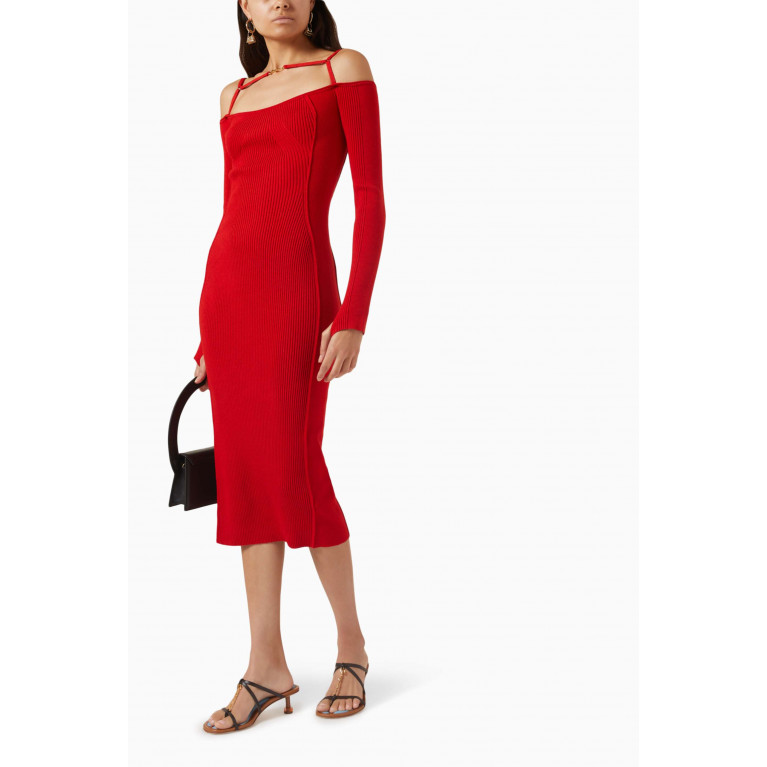 Jacquemus - La Robe Sierra Cut-out Midi Dress in Viscose-blend Red