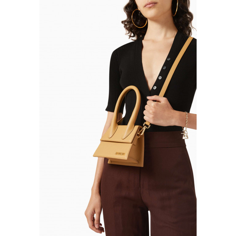 Jacquemus - Le Chiquito Moyen Tote Bag in Grained Leather Brown