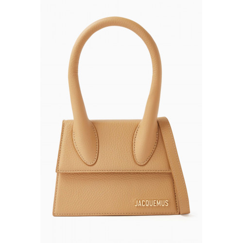Jacquemus - Le Chiquito Moyen Tote Bag in Grained Leather Brown