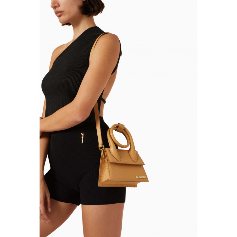 Jacquemus - Le Chiquito Noeud Tote Bag in Grained Leather Brown