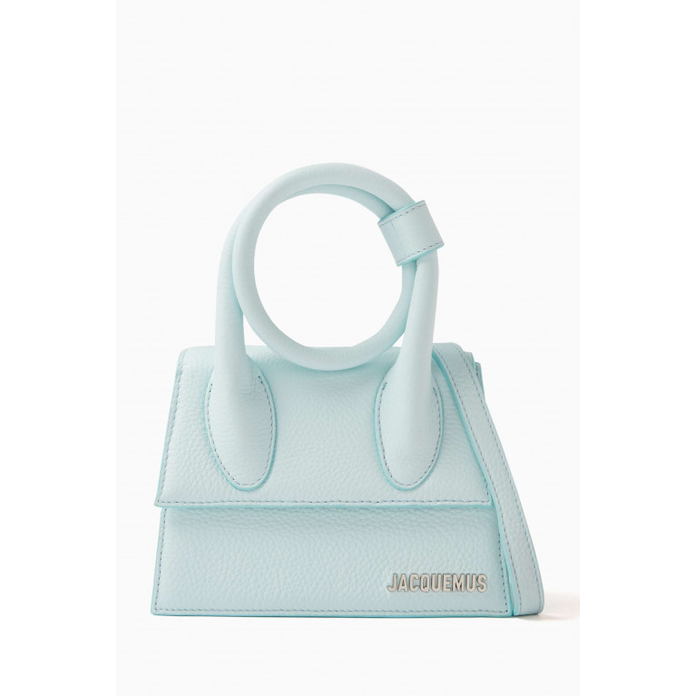 Jacquemus - Le Chiquito Noeud Tote Bag in Grained Leather Blue