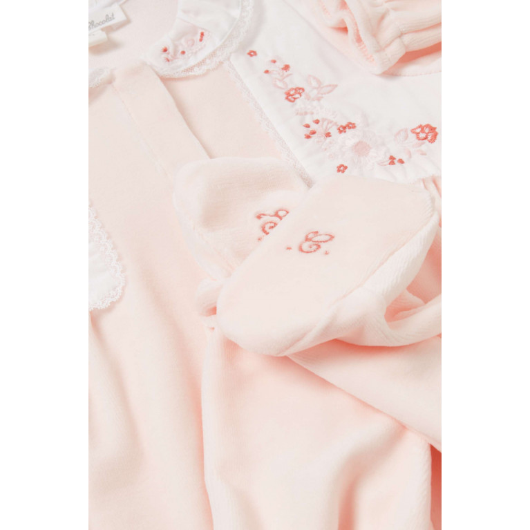 Tartine et Chocolat - Flower Sleepsuit in Cotton Blend Pink