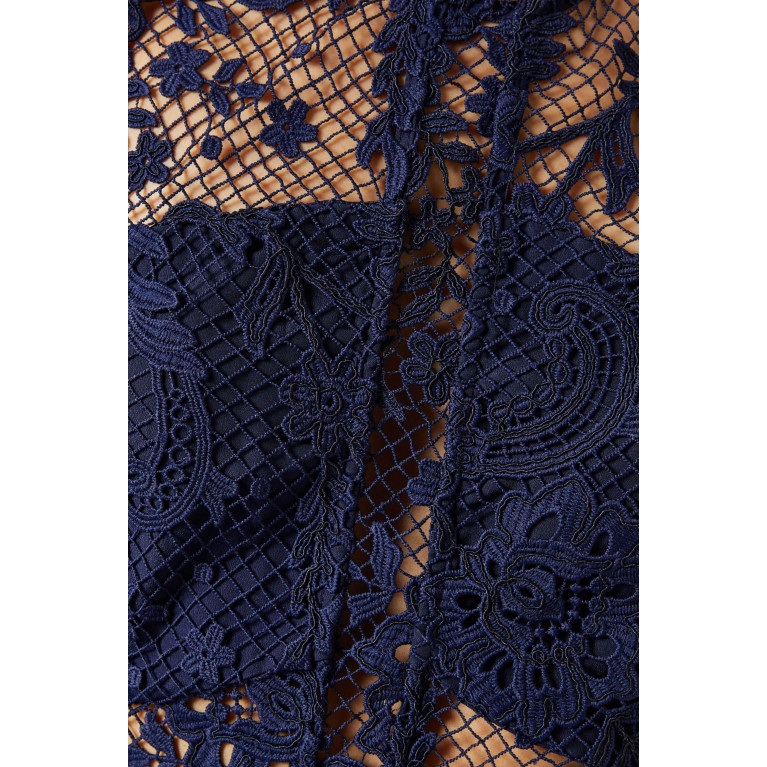 Self-Portrait - Puff-sleeve Midi Dress in Lace