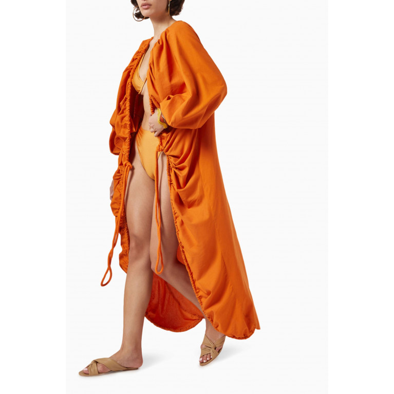 Andrea Iyamah - Ilo Bubble-sleeve Cover-up in Linen-viscose