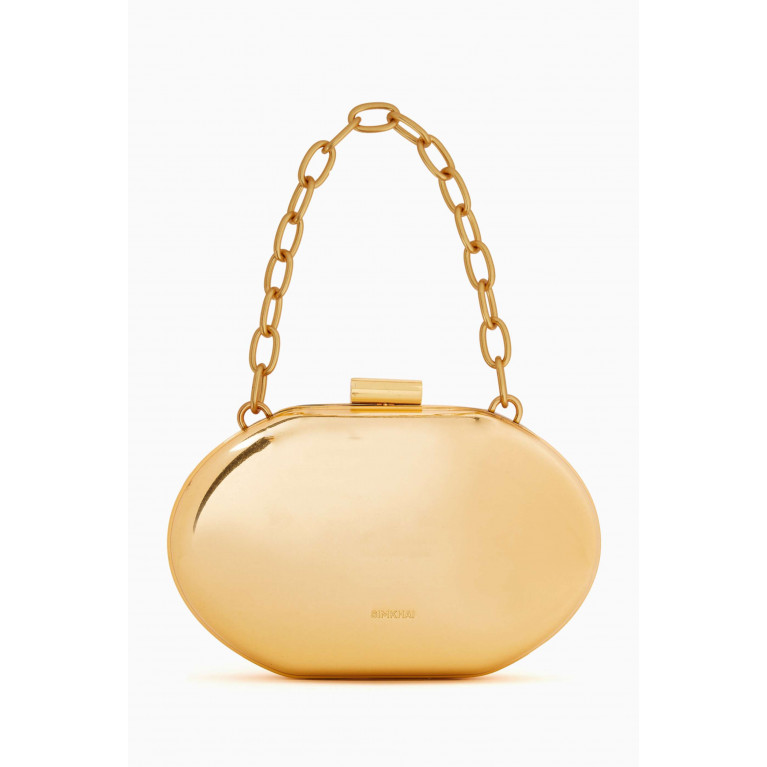 Simkhai - Sol Oval Clutch Bag in Gold-tone Metal
