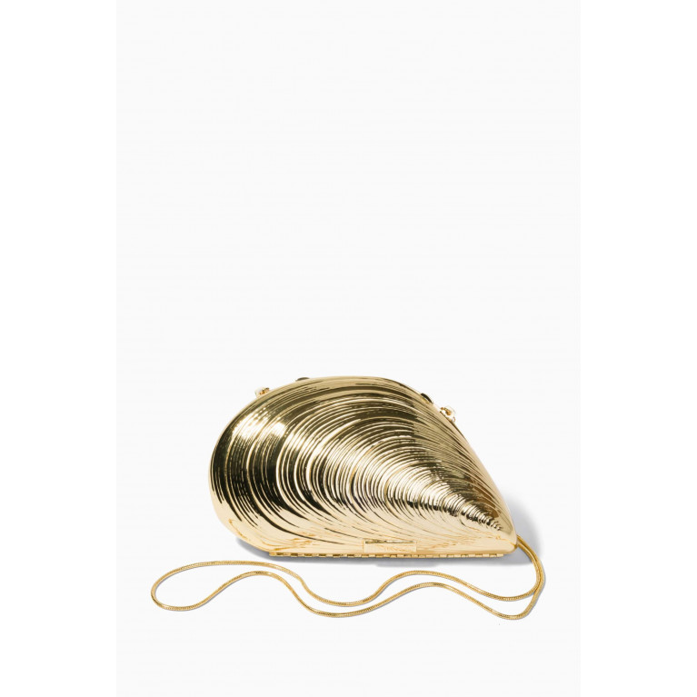 Simkhai - Bridget Oyster Shell Clutch Bag in Metal Gold