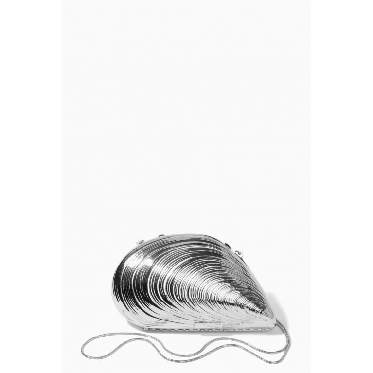 Simkhai - Bridget Oyster Shell Clutch Bag in Metal Silver