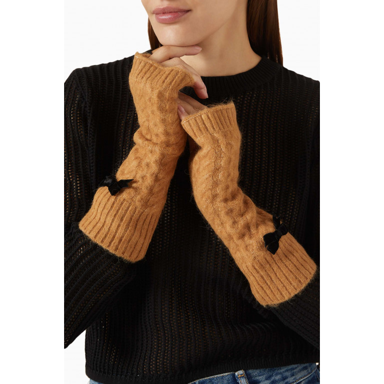 Kate Spade New York - Velvet-bow Armwarmer in Wool-knit