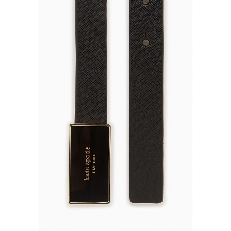 Kate Spade New York - Enamel Plaque Buckle Belt in Leather