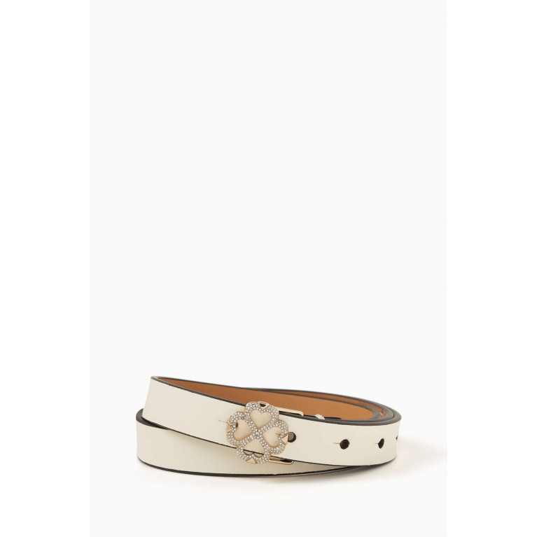 Kate Spade New York - Floral Spade Buckle Belt in Leather Neutral