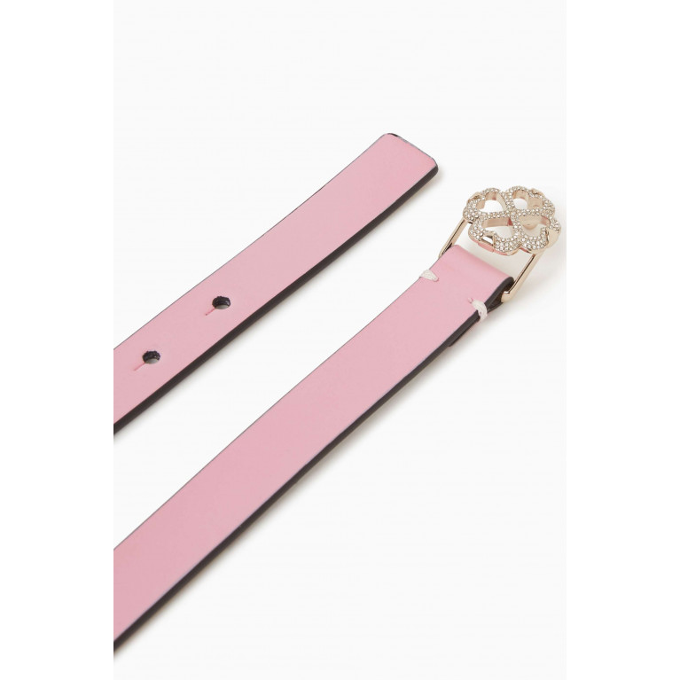 Kate Spade New York - Floral Spade Buckle Belt in Leather Pink