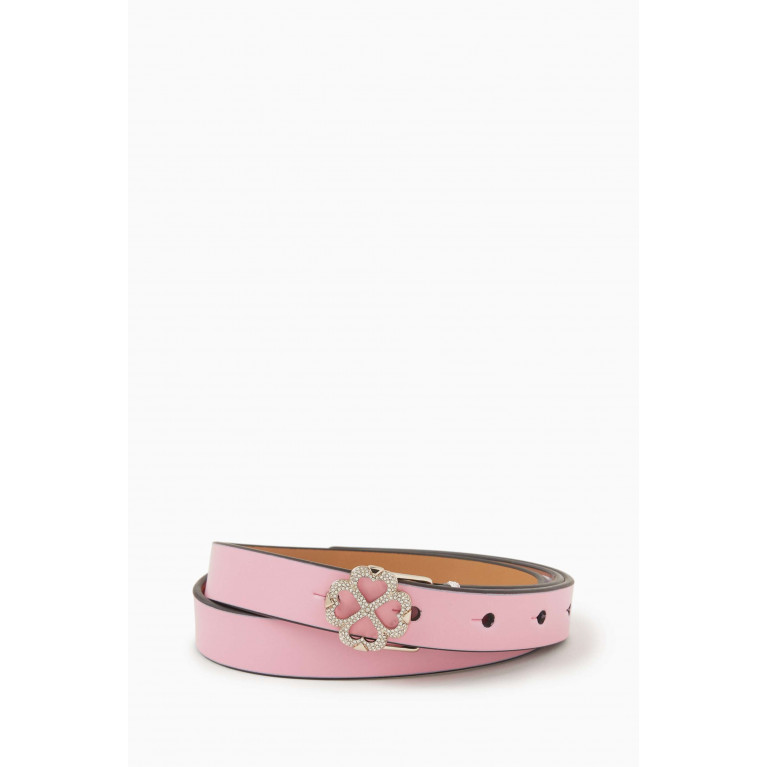 Kate Spade New York - Floral Spade Buckle Belt in Leather Pink